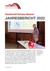 Cover des Jahresberichts 2022 der Gesellschaft Schweiz-Albanien