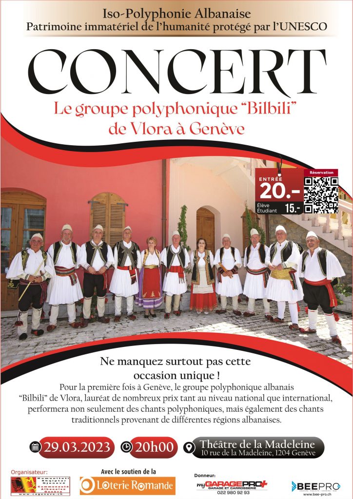 Concert de la groupe polyphonique Bilbili de Vlora à Genève, 29 mars 2023
